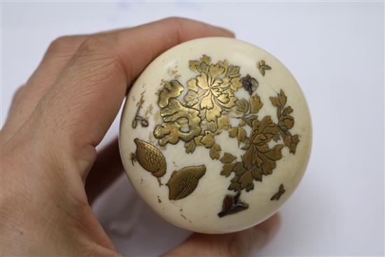 A Meiji period shibayama cylindrical box